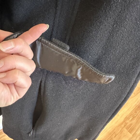 Fleet Street Womens Hooded Black Zip Up Coat Wool Blend Medium Jacket - Picture 11 of 16